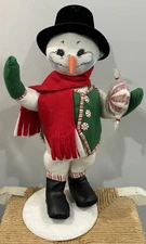 Annalee Candyman 2005 Snowman Peppermint Doll 17.5” Christmas Gifts Winter