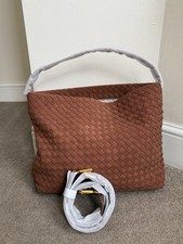 New Suede Woven Hobo Bag Slouchy Shoulder Bag Crossbody Handbag Tan Brown £50+