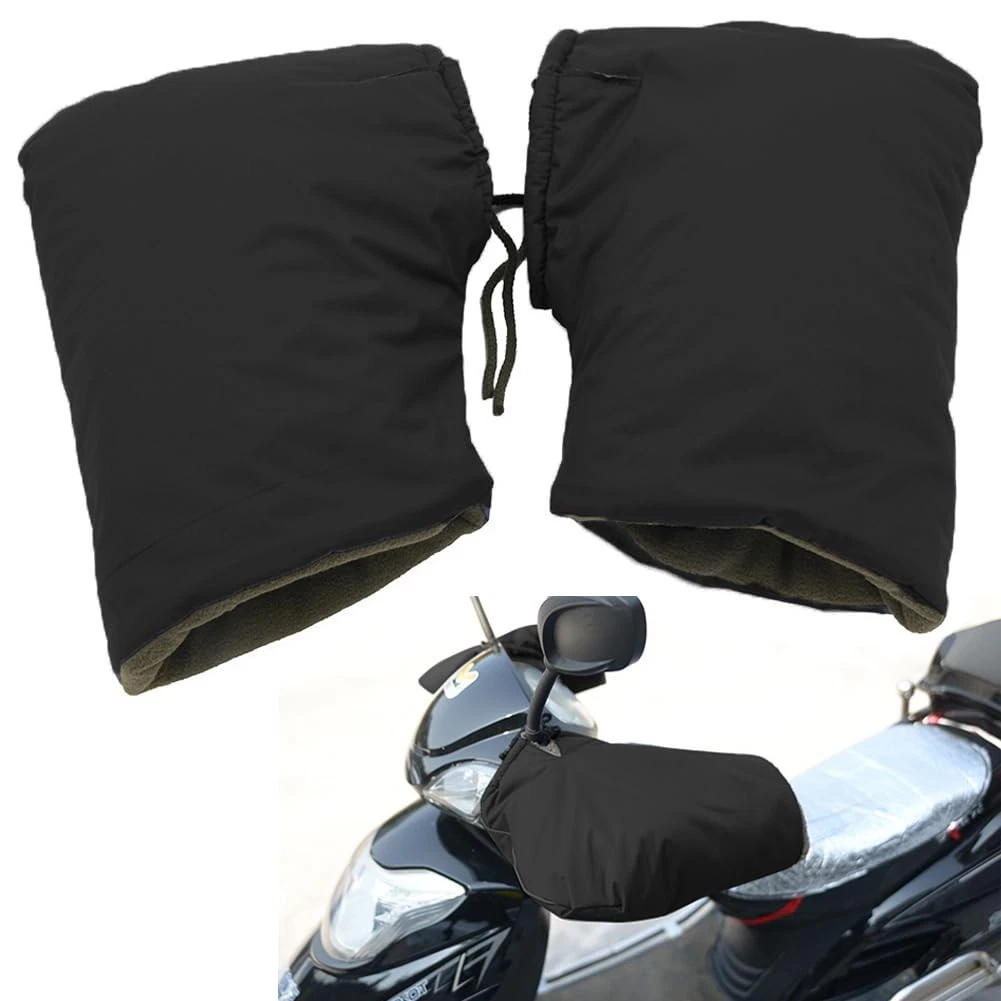 Motorcycle Handlebar Muffs Gloves Windproof Waterproof Winter 36X20Cm, Black