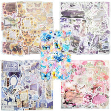Vintage Aesthetic Scrapbook Kit, 450 Pcs Pre-Cut Flowers Butterflies Decorative
