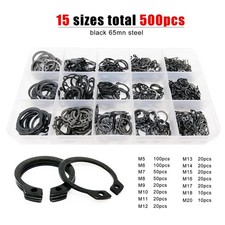 500pcs/box C Type External Circlip Clip Snap Ring Mix 15 Sizes M5 to M20 Kit Set