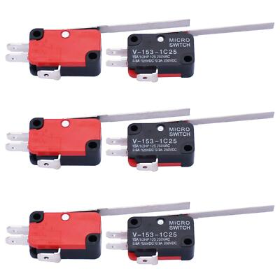 #ad 6Pcs Micro Limit Switch Long Straight Hinge Lever Arm SPDT Snap Action Switch $13.96