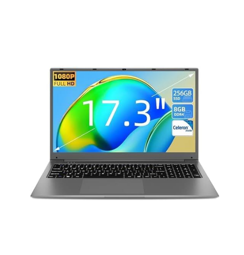 Naclud 17.3 Inch Laptop 4GB DDR4 128GB SSD, Celeron Dual-Core Processor