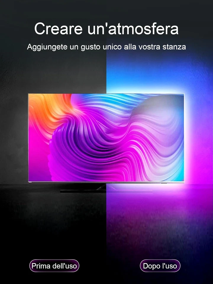 TV LED Lights, 3M LED Lights for 32-45 Inch TV, RGB LED TV Backlights with Remot - Immagine 4 di 4