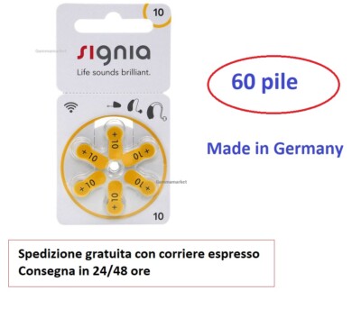 Blister Batterie Siemens 60 Batterie Tipo 10 Per Apparecchi Acustici