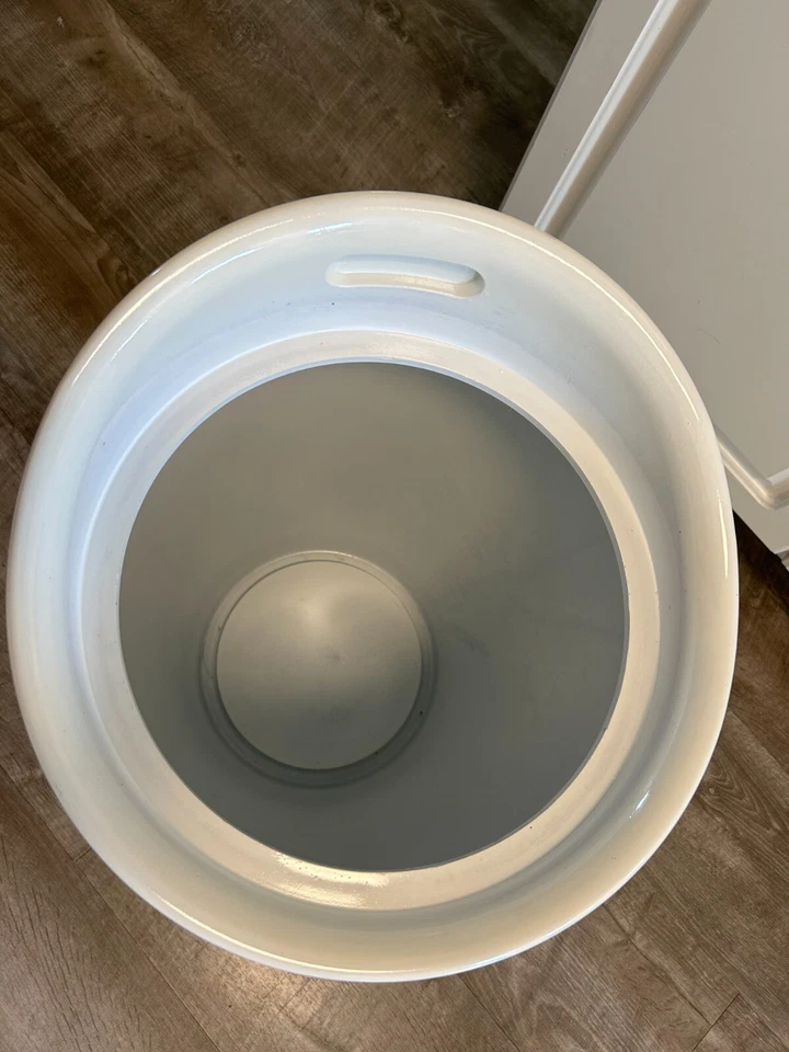 Taburete de almacenamiento cónico redondo blanco para niños asiento acolchado con tapa extraíble  Foto 3 de 4