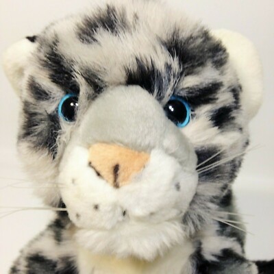K&M Leopard Cub Black Grey White Cat Plush Stuffed Baby Cheetah Animal 12''