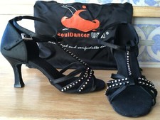 Sandales Danse/Soirée SoulDancerUsa Femme Pointure 6 1/2 Neuves Talon Satin Noir