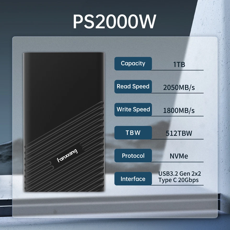 Fanxiang Tragbar Externe SSD 500GB 1TB 2TB Portable SSD 2050MB/s USB Festplatte