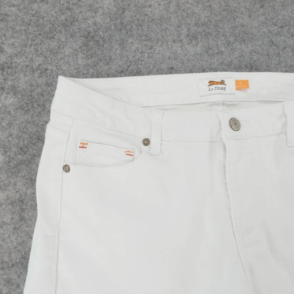 Le Tigre Shorts Womens 12 Mid Rise Denim White w 8" Inseam Ladies - Image 2 of 4
