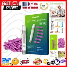 Pain-Free Lancing Device & 100 Lancets for Effortless Blood Sugar Monitoring