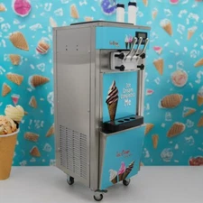 Commercial 3 Flavors Soft Ice Cream Machine Ice Cream Maker 20-30L/H Stand Type