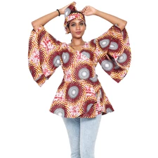 African Womens-frill-sleeve-wrap-blouse-FI-3052