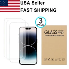 3PCS Tempered Glass iPhone 6 6S 7 8 7+ 8+ SE X XR XS MAX 11 12 13 14 15 Pro Max