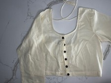 Cotton Ivory Saree blouse/ choli, Size S, 42-44 With Back Ties