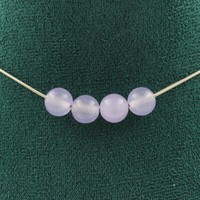 Halskette 4 Perlen Chalcedon Lavendel 8 Mm. Kette Aus Edelstahl Halskette Fe