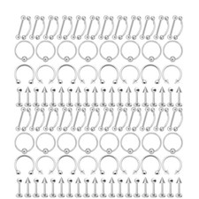 150PCS Body Jewelry Belly Lip Nose Rings Nipple Barbell with 10 Needles Starter