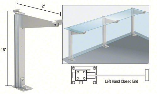 Satin Anodized 18" High Left Hand Closed End Design Series Partition Post with - Picture 2 of 5