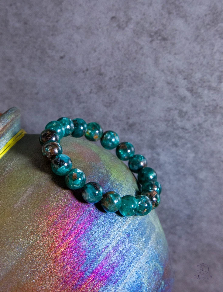 Pulseira de miçangas esmeralda natural Monet's Garden 11 mm | 莫奈花园祖母晶 - Imagem 4 de 4