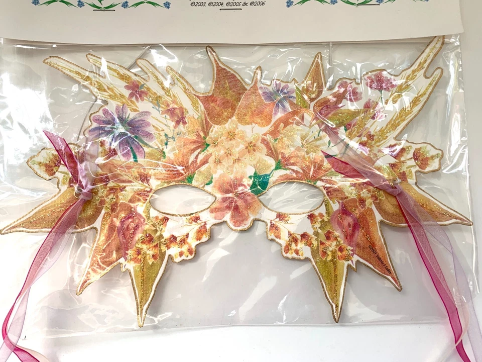 Dress Up Floral Fairy Paper Mask with Ribbons Wearable Art Fall Fairy - Image 2 of 4