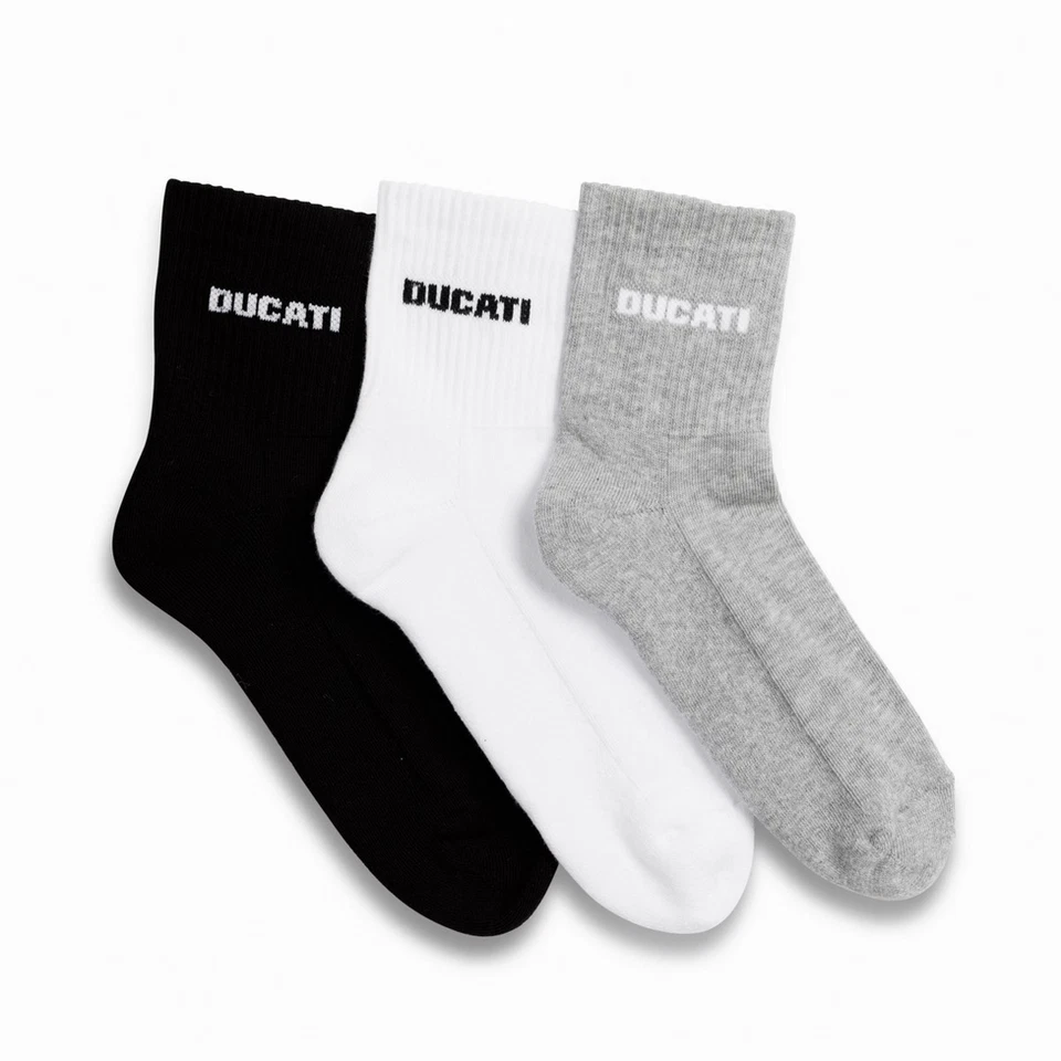 Ducati Fitness Sport 3 Pièces De Chaussettes Noires Grises Blanches - Photo 1/1