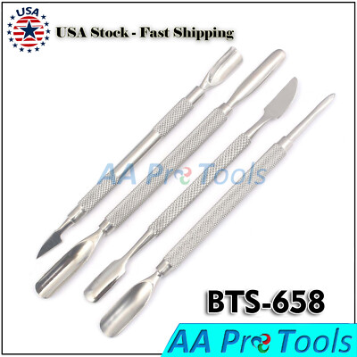 Nail Pusher Cuticle Remover Manicure Pedicure Set Spoon Trimmer 4 Pcs BTS-658