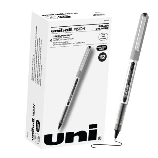 (R) Vision(TM) Rollerball Pens, 0.7 mm, Fine Point, Gray Barrel Ink, Pack Black