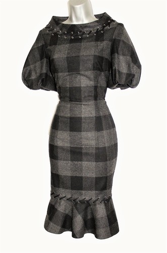 Wool Dress Puff Sleeves Size 