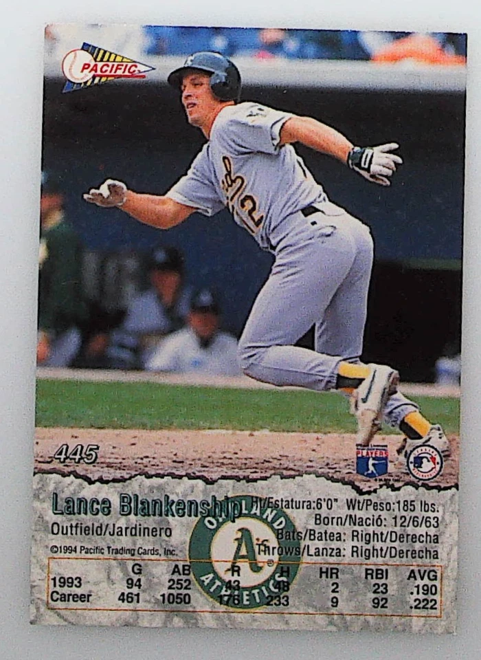 1994 Pacific Crown Collection Lance Blankenship #445 - Image 2 of 2