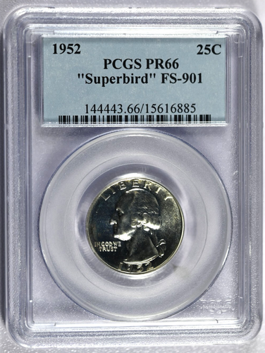 1952 PCGS PR66 "Superbird" FS-901 Washington Quarter