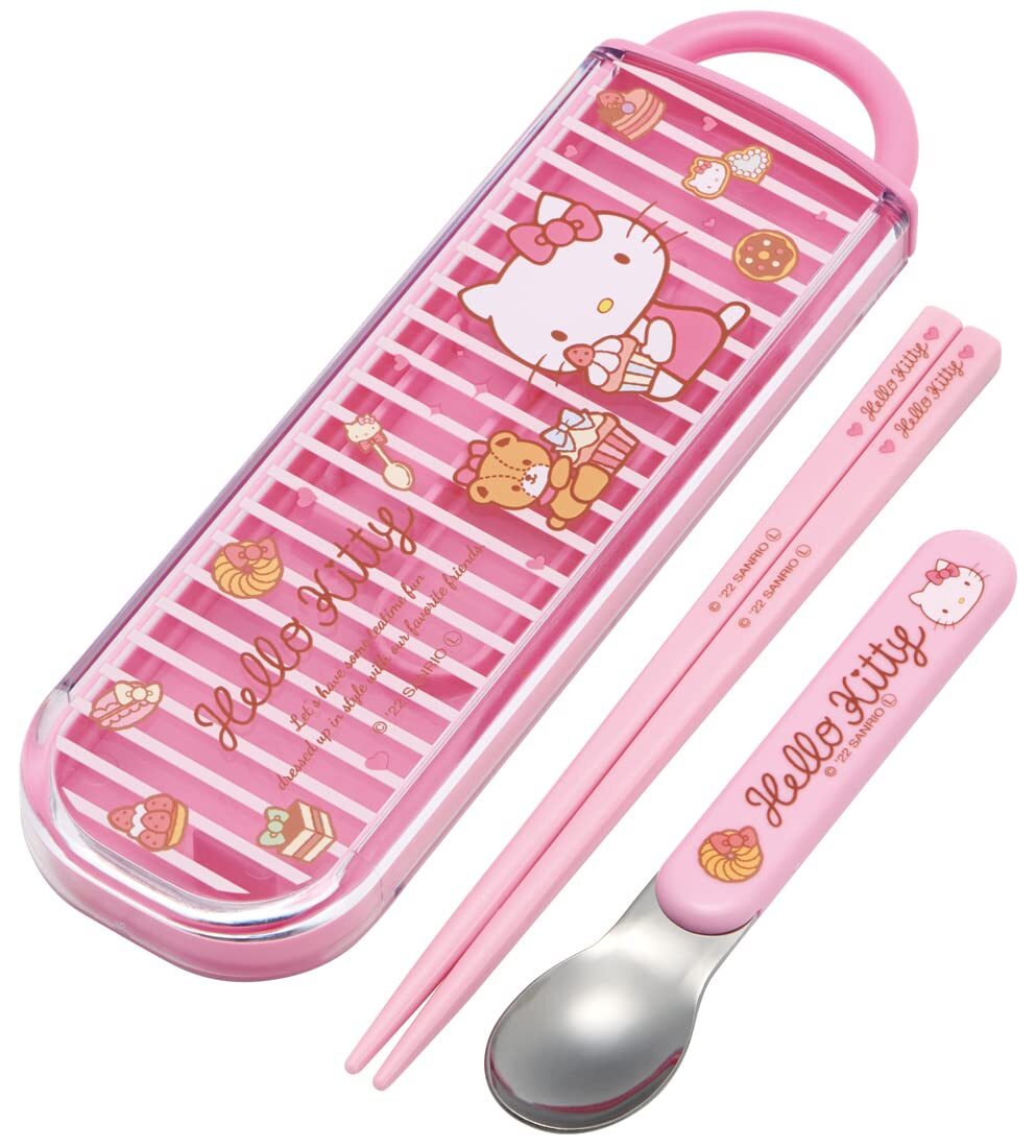 Skater Sanrio CCA1AG-A Hello Kitty Chopsticks and Spoon Set, Antibacterial, Made