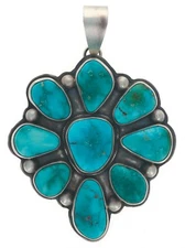 Natural Fox Turquoise Cluster Pendant By Navajo Artist Kathleen Livingston