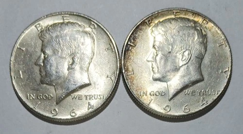 1964 kennedy half dollar lot of 2 Au