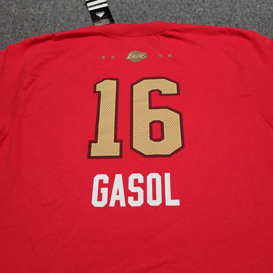 Adidas Los Angeles Lakers Shirt Mens Large Red Pau Gasol HWC All Star Throwback - Image 2 of 4