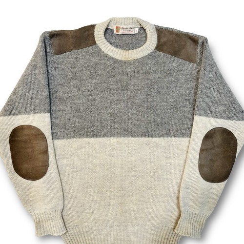 Glenhusky of Scotland Wool Knit Cream & Grey Sweater Size Medium - Picture 2 of 7