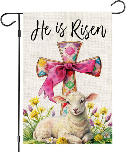 He is Risen Easter Christian Decorative Garden Flag 12x18 Inch Double Sided O...