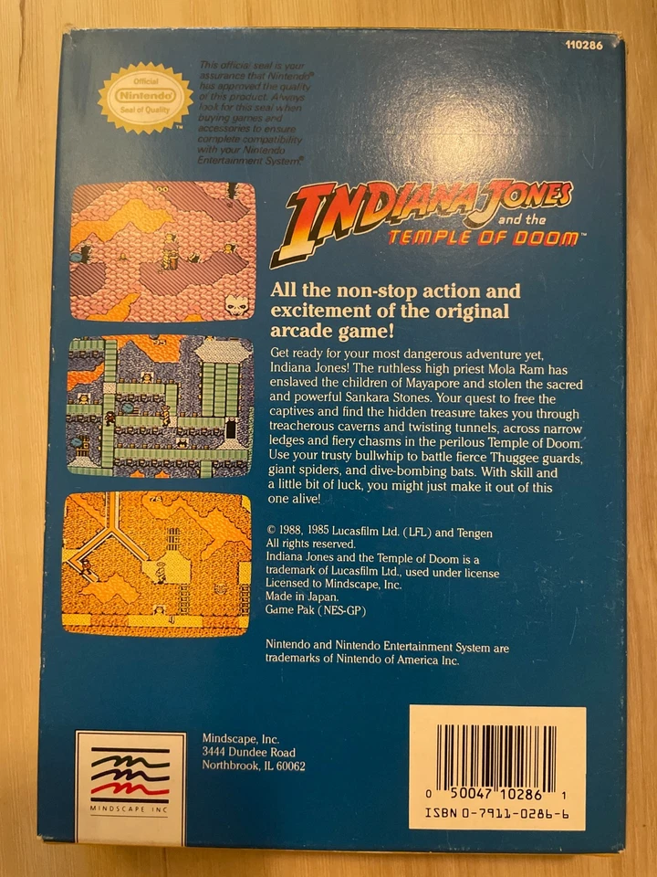 Indiana Jones and the Temple of Doom Nes - cart, manual, box + insert CIB! - Image 4 of 4