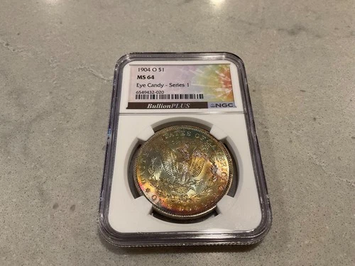 1904-O $1 Morgan Silver Dollar NGC MS64 Toned Bullion Plus Eye Candy