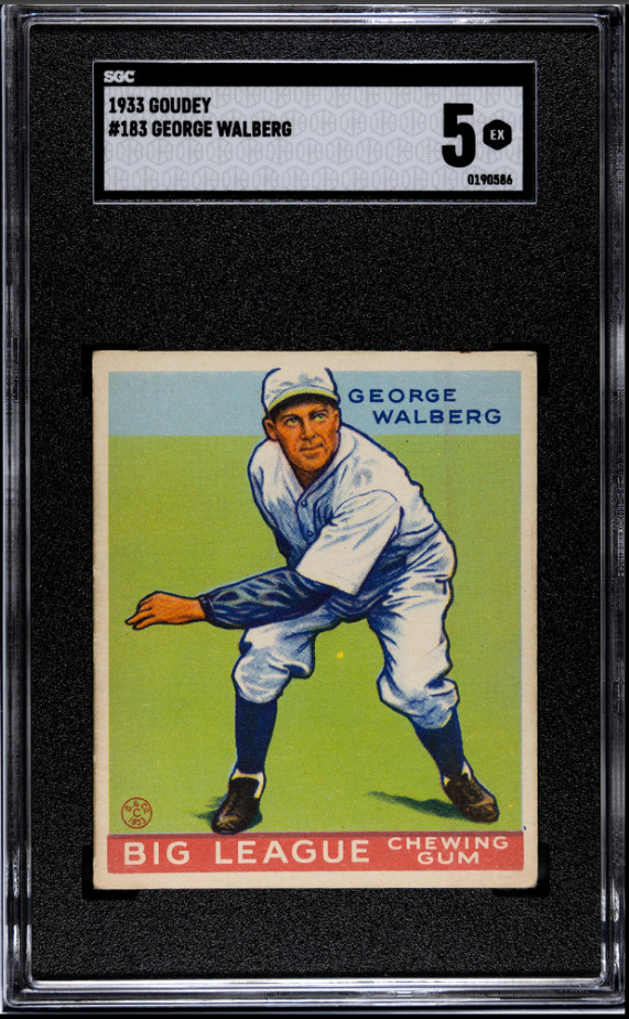1933 Goudey George Walberg #183 SGC 5 *SET BREAK* | Exceptional Eye Appeal