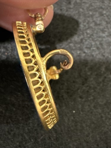 8K .333 Gold Enamel Portrait Pendant Brooch - Picture 5 of 7