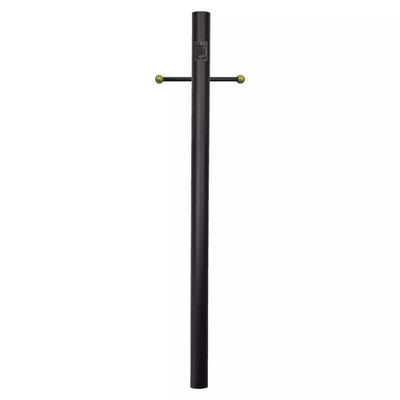 8 Ft. Black Outdoor Direct Burial Lamp Post with Cross Arm and Grounded Convenie