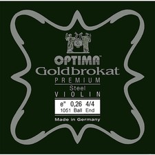 Optima Goldbrokat Steel Violin E String 4/4 Size, Light Steel, 26 guage ball end