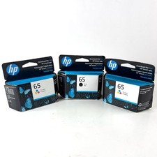 Genuine HP 65 Black and Tri-Color Ink Cartridge Lot Of 3