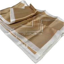 Vintage Elizabeth Arden Scarf Wrap 58  x11  Rectangular Beige Tan  White Japan