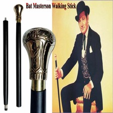 36'' Bat Masterson Antique Solid Brass Head Handle Wooden Walking Stick Cane