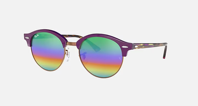 Ray-Ban Clubround Mineral Flash Lens Violet Sunglasses 