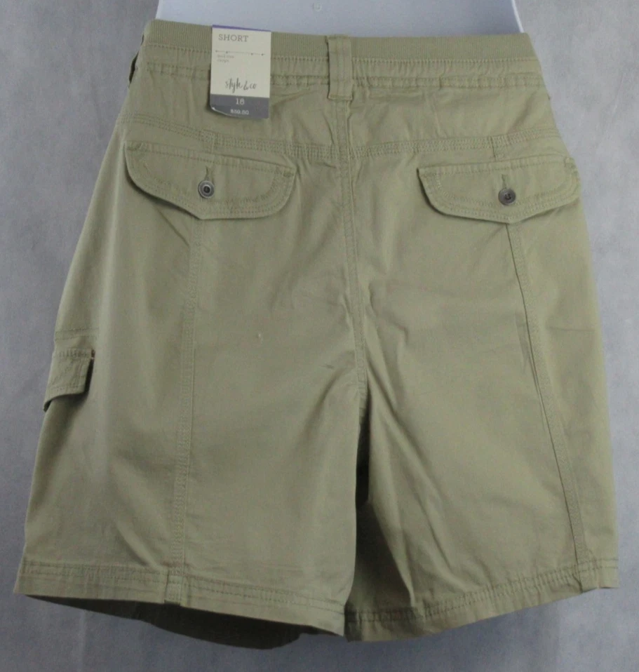 Shorts femininos Style & Co cintura confortável aparência cargo, bege areia, tamanho 18 - Imagem 2 de 4
