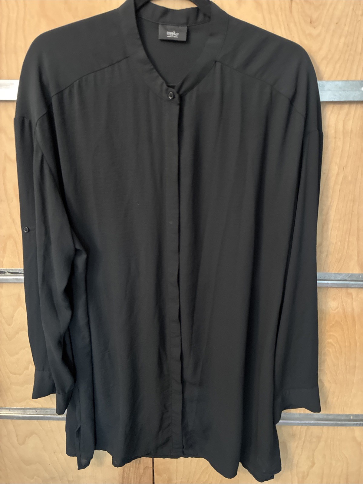 Mossimo Black Polyester Button Down Long Sleeve B… - image 1
