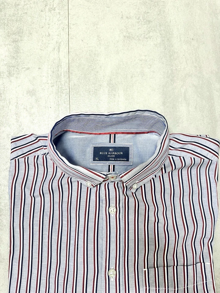 Blue Harbour Men's Oxford Weave Striped Long Sleeve Shirt Size XL - Image 2 of 4