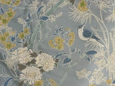Vintage Cohama "Mandarin" Hand Print Asian Inspired Bird Bamboo Cotton Fabric